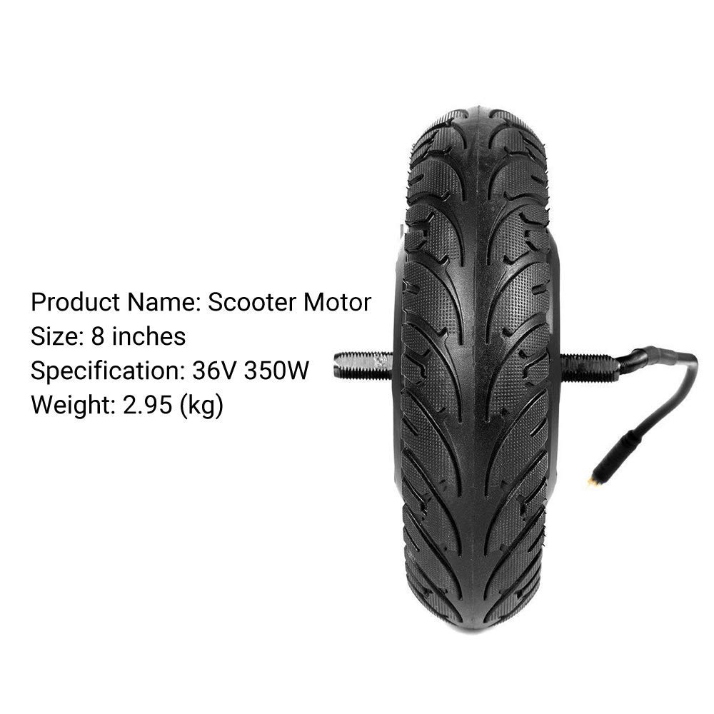 Ruedas de repuesto para scooter Accesorios para scooter eléctrico, motor de accionamiento de 8 pulgadas 36v350w, neumáticos antideslizantes, motor universal, adecuado para el reemplazo de piezas de sc