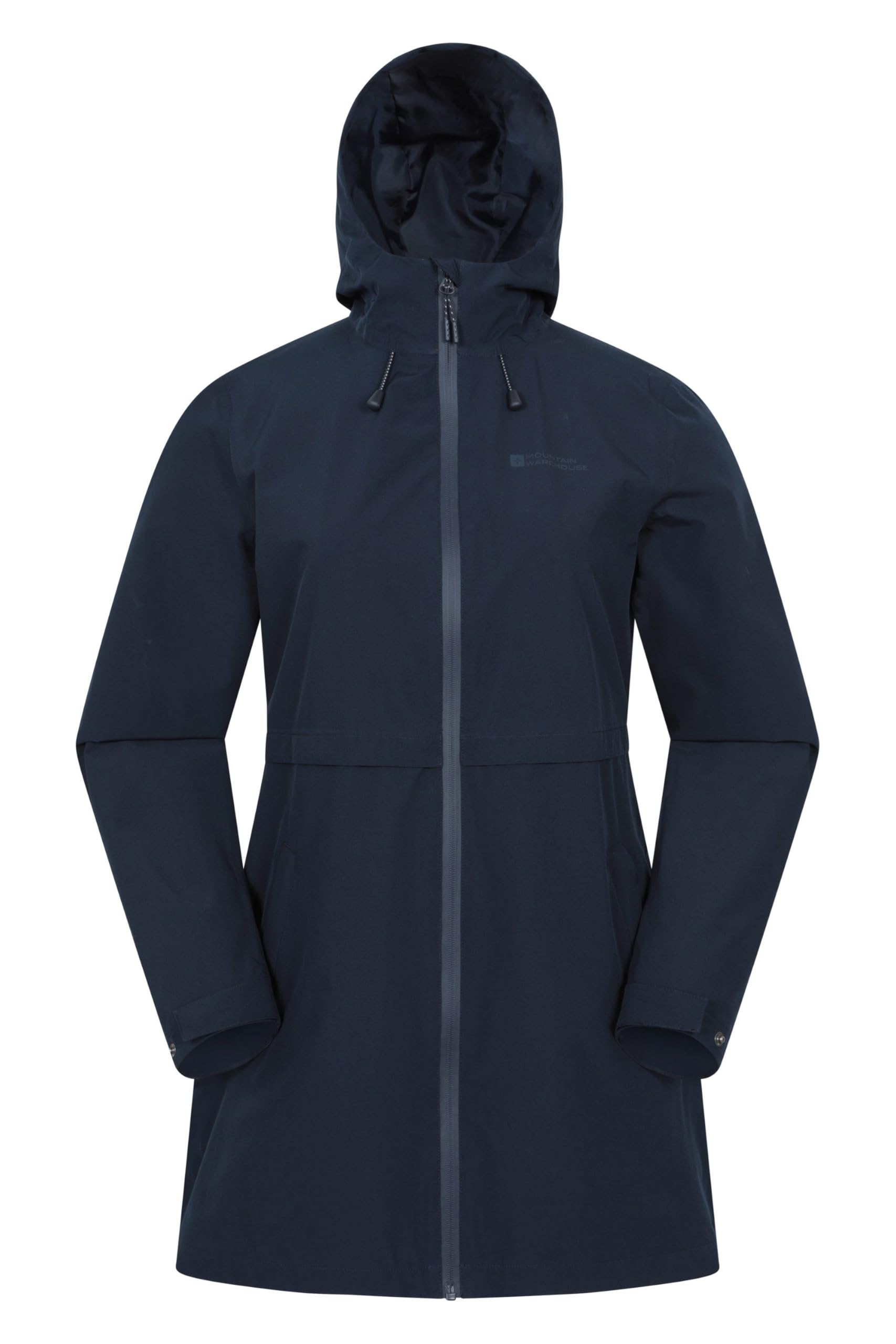 Mountain Warehouse Women's Navy Hilltop Waterproof Jacket - Lightweight With Adjustable Hood & Side Pockets - Best For Spring Summer Wet Weather, Walking, Outdoors & Camping Size 12