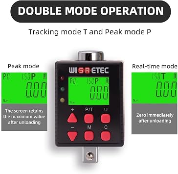 Weytoll Digital Torque Meter Digital Backlight Display Wrench Torque Tester Two Working Modes Adjustable Five Units Switchable with Buzzer and LED Indicator Light Function