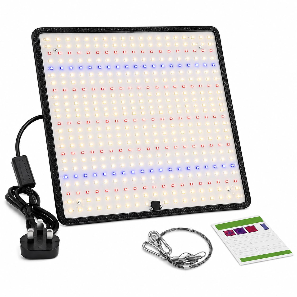 Full Spectrum LED Grow Light for Indoor Plants, 500 LEDs, 40W Plant Growing Light, 30 x 30 cm Slim Panel with UK Plug, Hanging Kit for Seedlings, Vegetative Growth and Flowering