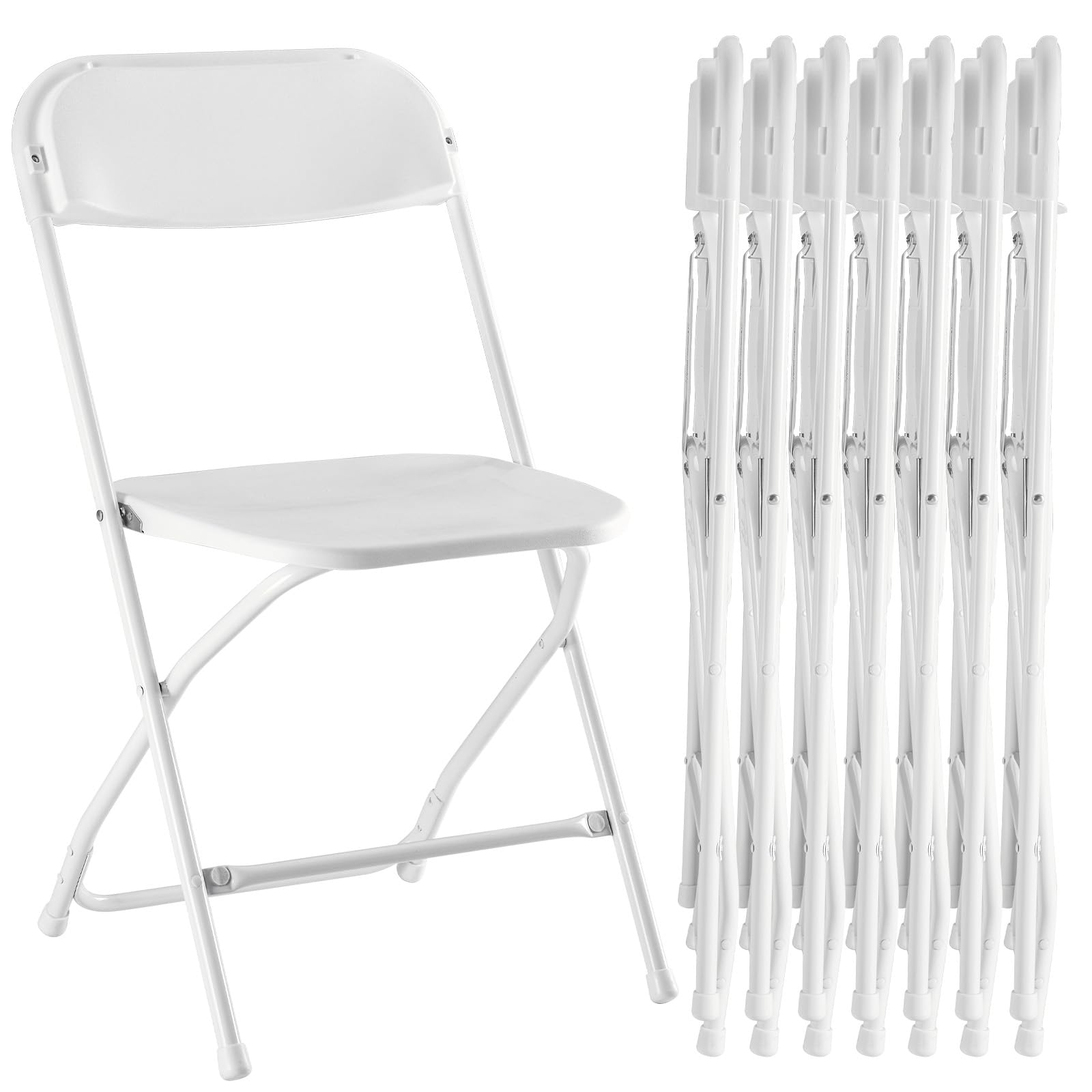 Sweetcrispy Folding Chair 8 Pack, Plastic Foldable Chairs with 330-Pound Capacity, Sturdy Metal Portable Chair, Easy to Use and Store, Outdoor and Indoor, for Home, Office, Party, Comfy, White