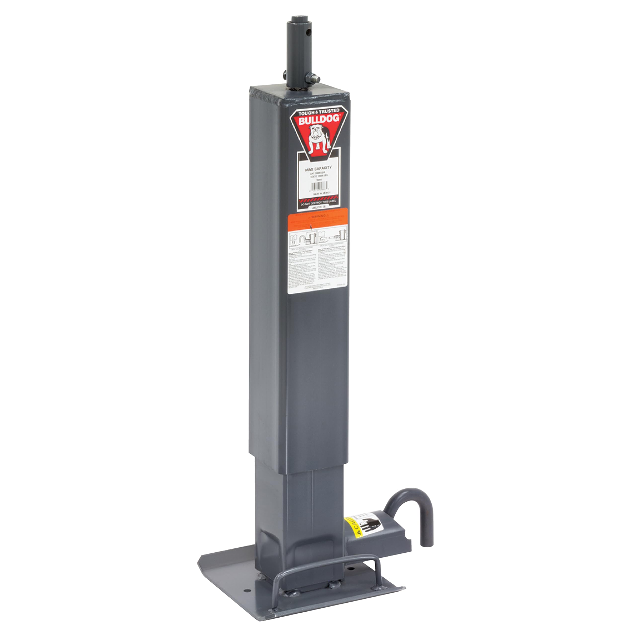 Bulldog 182300 HD Square Trailer Jack, 12,000 lbs. Support Capacity, Topwind, 12-1/2 Inch Travel, No Handle