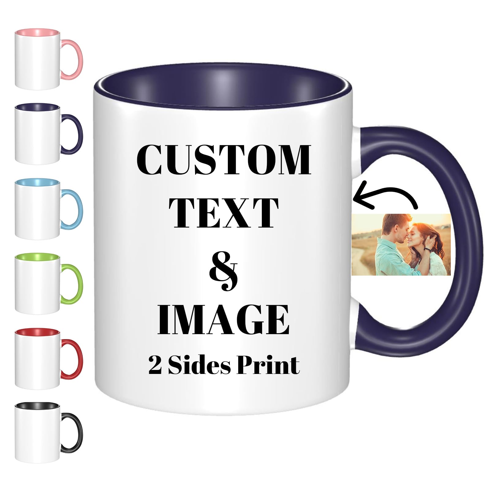 EXYLANOR Personalized Coffee Mug Design Your Own Custom with Photo Text Logo Novelty Customized Gifts for Anniversary Birthday Christmas, for Dad, Mom
