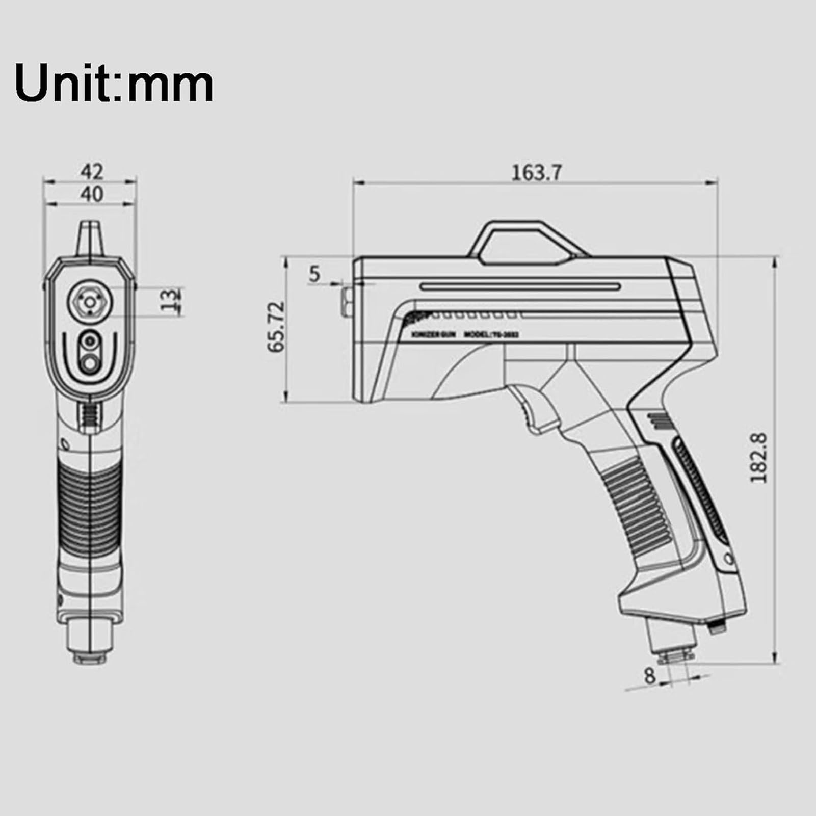 Aggiornamento Della Pistola Ad Aria D'Aria Ionizzante, Pistola Anti -Statica Portatile, Equilibrio Ionico Di Eliminatore Statico Con Pistola Ad Aria Compressa Con La Luce Della Luce Efficiente