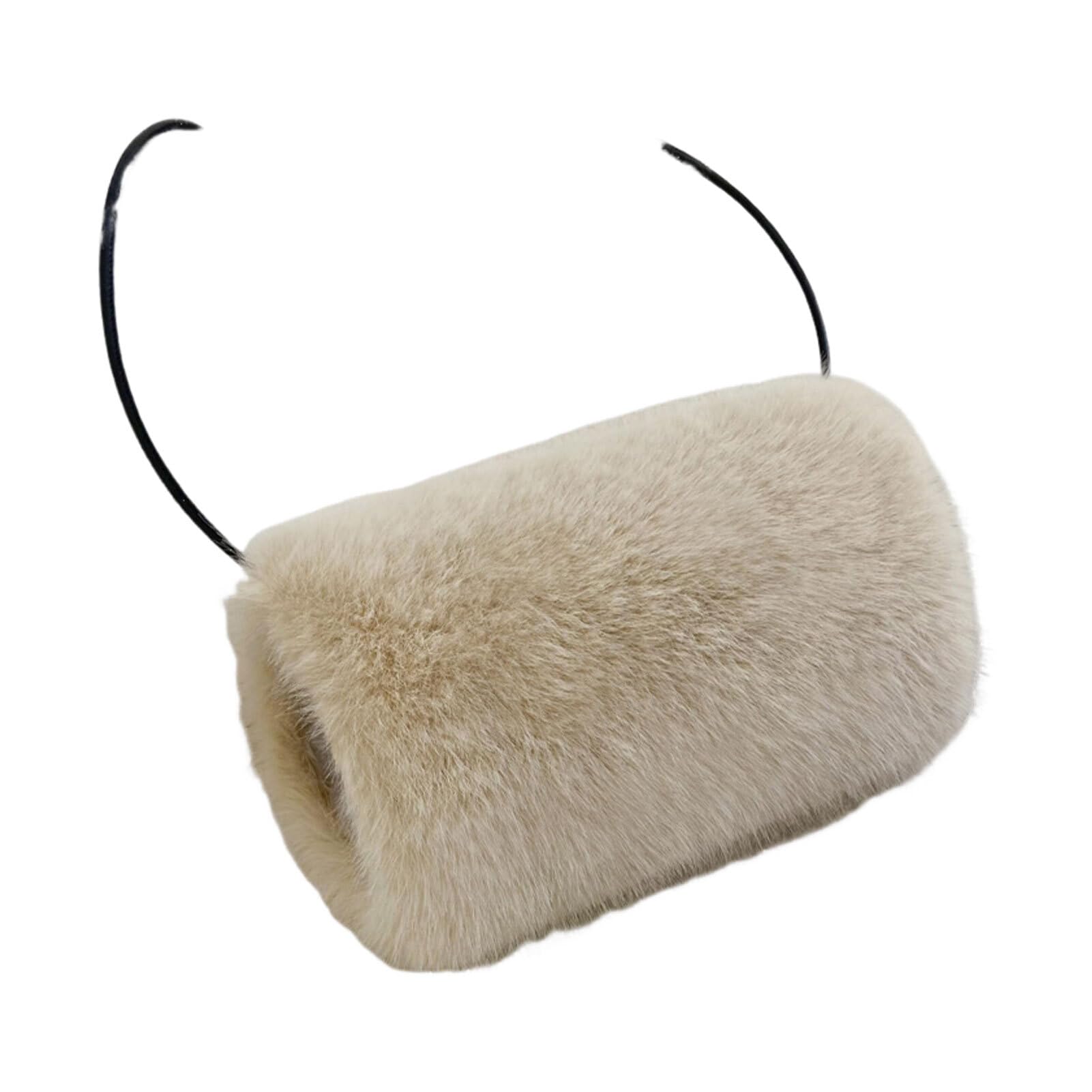 mophrati Warm Faux Fur Hand Muffs Women Winter Fuzzy Plush Muff Faux Fur Hand Muffs Women Winter Warmer Fuzzy Pouch Furry Plush, D