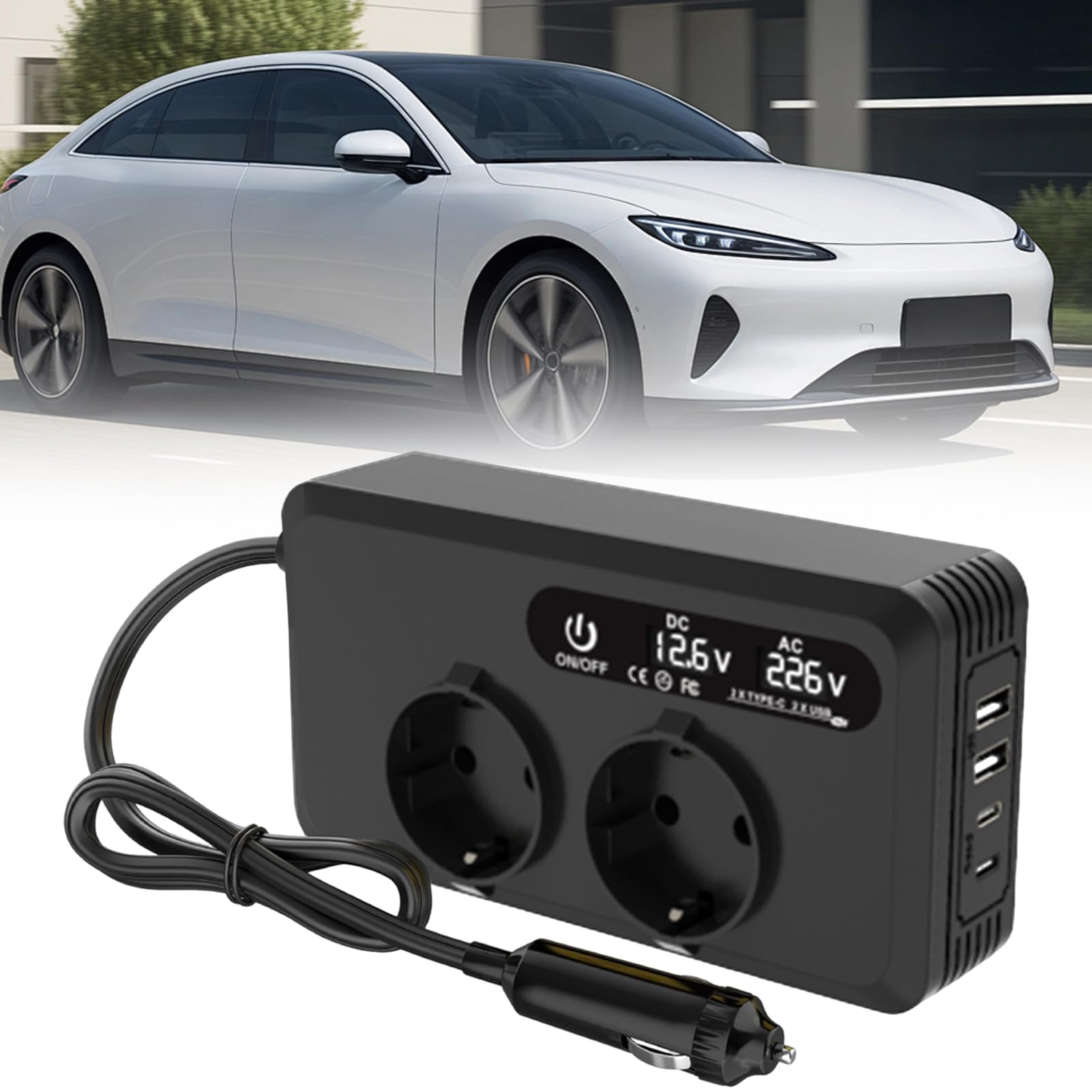 Onduleur de Voiture 200W à Brancher | Adaptateur -Cigare Et Convertisseur De Batterie - Chargeur De Voyage Polyvalent Pour Petits Appareils Électroménagers PC Portable Drone