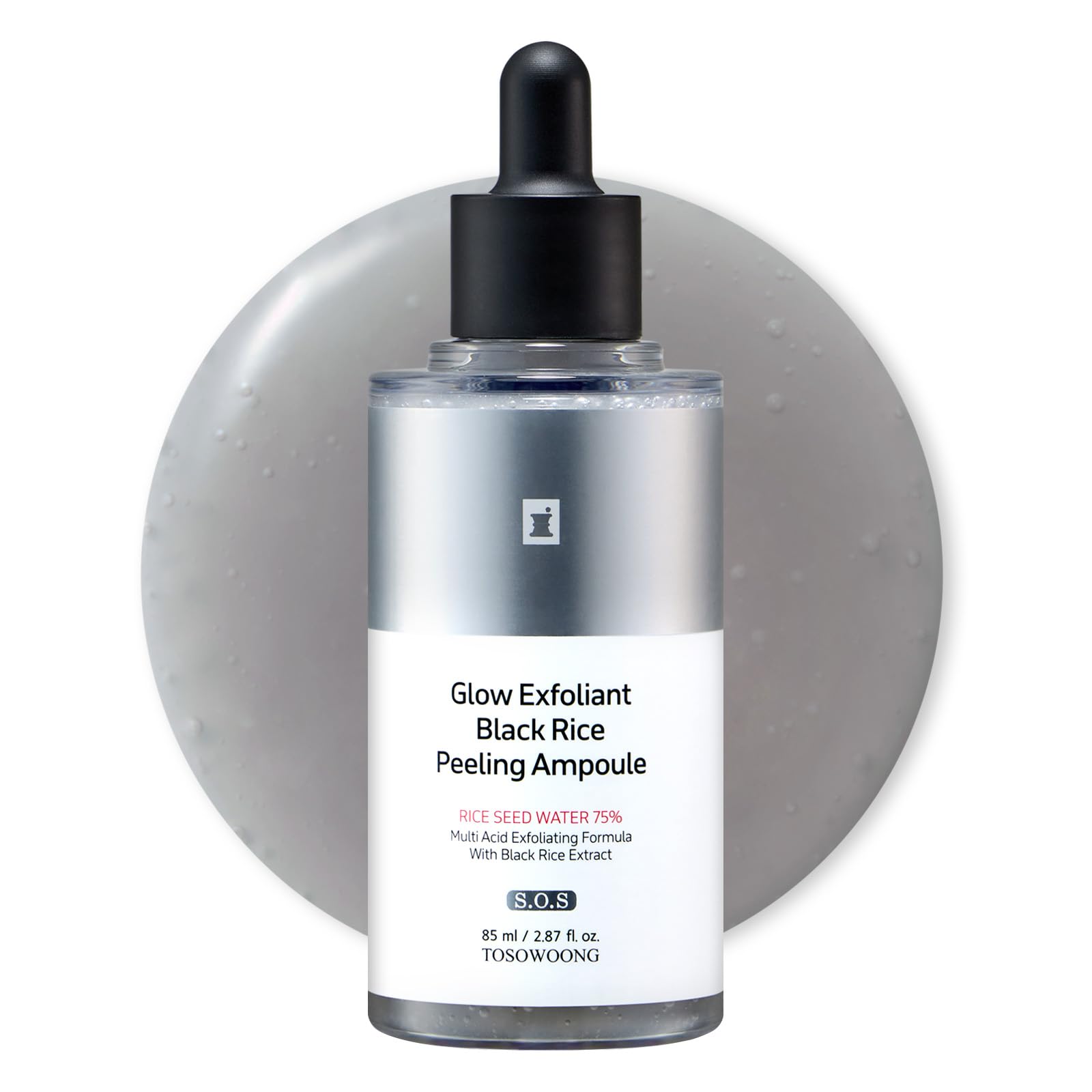 TOSOWOONG Black Rice Peeling Ampoule, 75% Black Rice Exfoliant, Dead Skin Remover, Face Body Scrub, Blackheads Pore Cleaner, Kojic Acid, Arbutin for