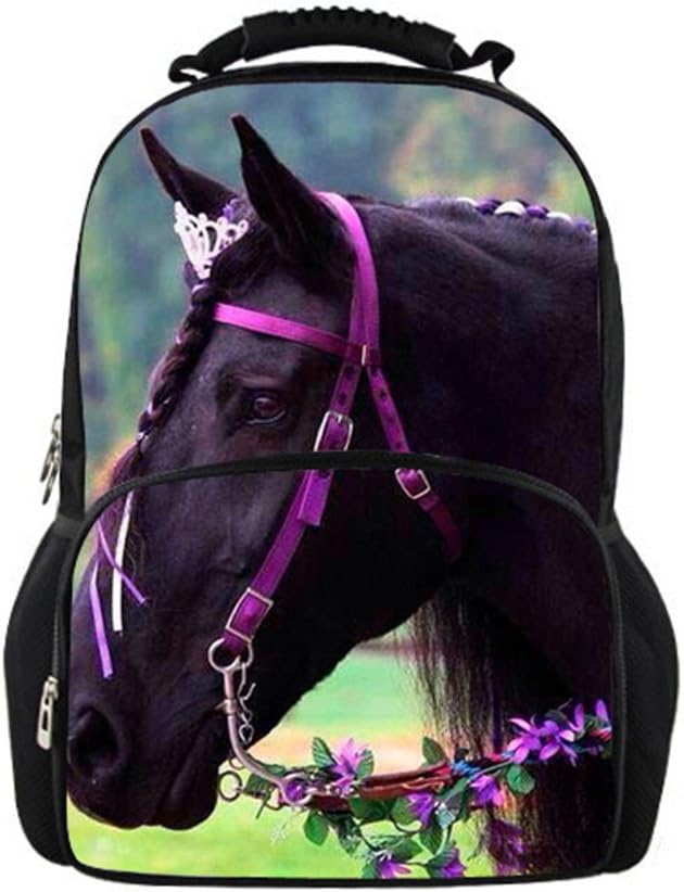 dogintheholeHorse Design Bookbags Animal Felt Travel Rucksack Laptop Backpacks