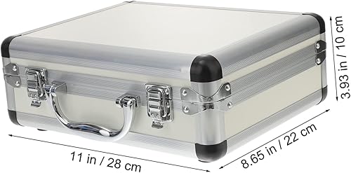 Miniatura 2 de Housoutil Práctica maleta de almacenamiento de mano organizador de caja de aluminio cerradura de seguridad para documentos herramientas plata