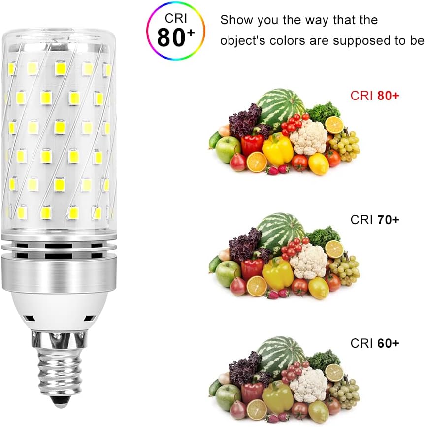 inShareplus E12 LED Bulbs, 12 Pack - Daylight 6000K, 16W Candelabra LED, CRI80+, 120W Equivalent, 1500LM, E12 Base, Non-Dimmable Chandelier Bulbs