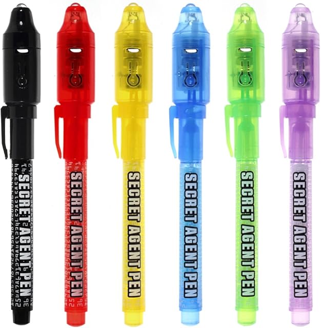 Invisible Ink Pen, MALEDEN Spy Pen with UV Light Magic Marker Kid Pens for Secret Message and Party Goody Bag Stuffer (6)