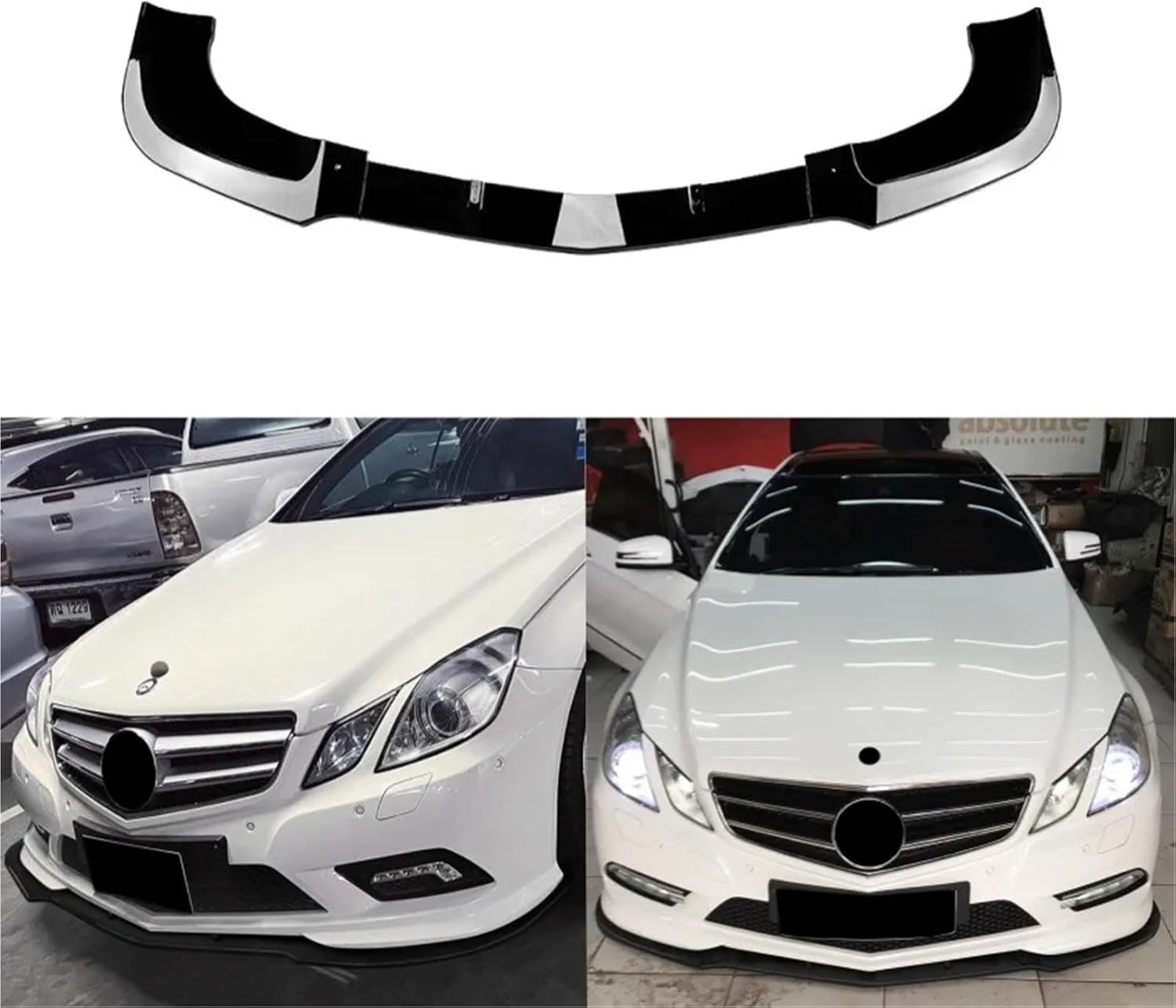 Front Bumper Lip Splitter Diffuser Spoiler Body Kit Compatible for Mercedes for Benz E Class W207 C207 Coupe 2009-2012 E250 E350 E500 AMG Line(Carbon Fiber Look) (Carbon Fiber Look)