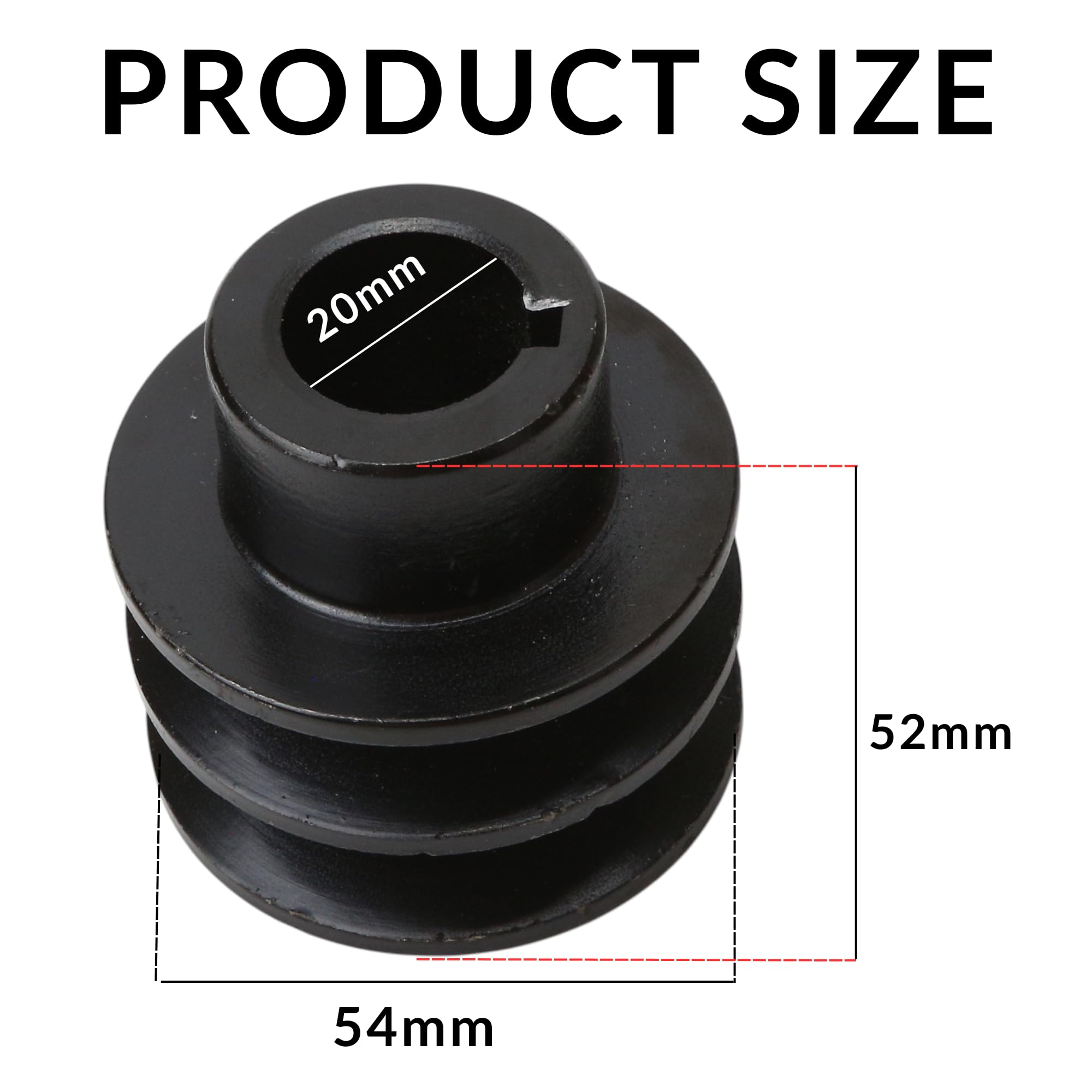 Double V-Belt Pulley for 20mm Shaft 168F/170F Engine, Dual Groove Pulley Fit for GX110 GX120 GX160 GX200 7HP Gasoline Automotive Replacement ATV Go Kart (54mm OD, 35mm Hub Diameter, 52mm Height) — Amazon image 2