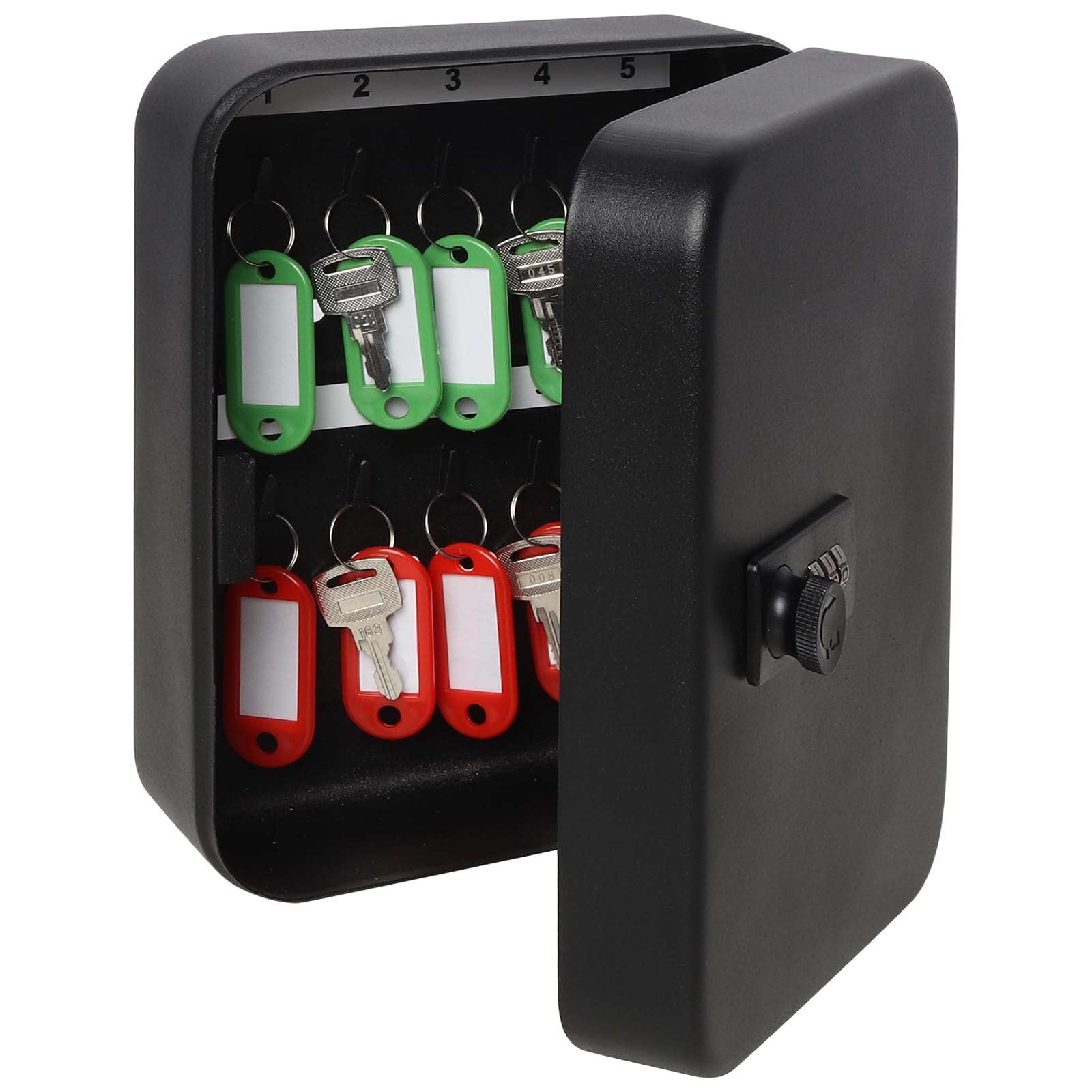 Parrency Combination Lock Key Box with 20 Hooks, Large Wall Mount Combination Lock Cabinet, 7 4/5" x 6 3/10" x 3" (Key Tags Included)