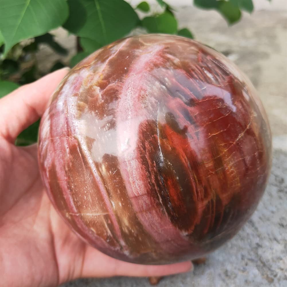 Naturalne drewno kryształowa kula kwarcowa kula kamienna kula nadaje się do kolekcji domowych (rozmiar: 800-900g)