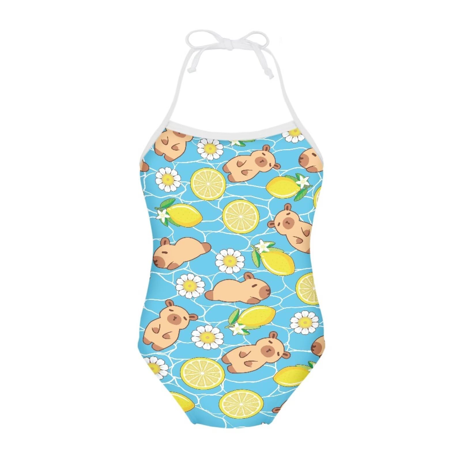 ELEQIN Cartoon Animal Cute Girls One Piece Swimsuit Adjustable Swimwear for 3Y-10Y