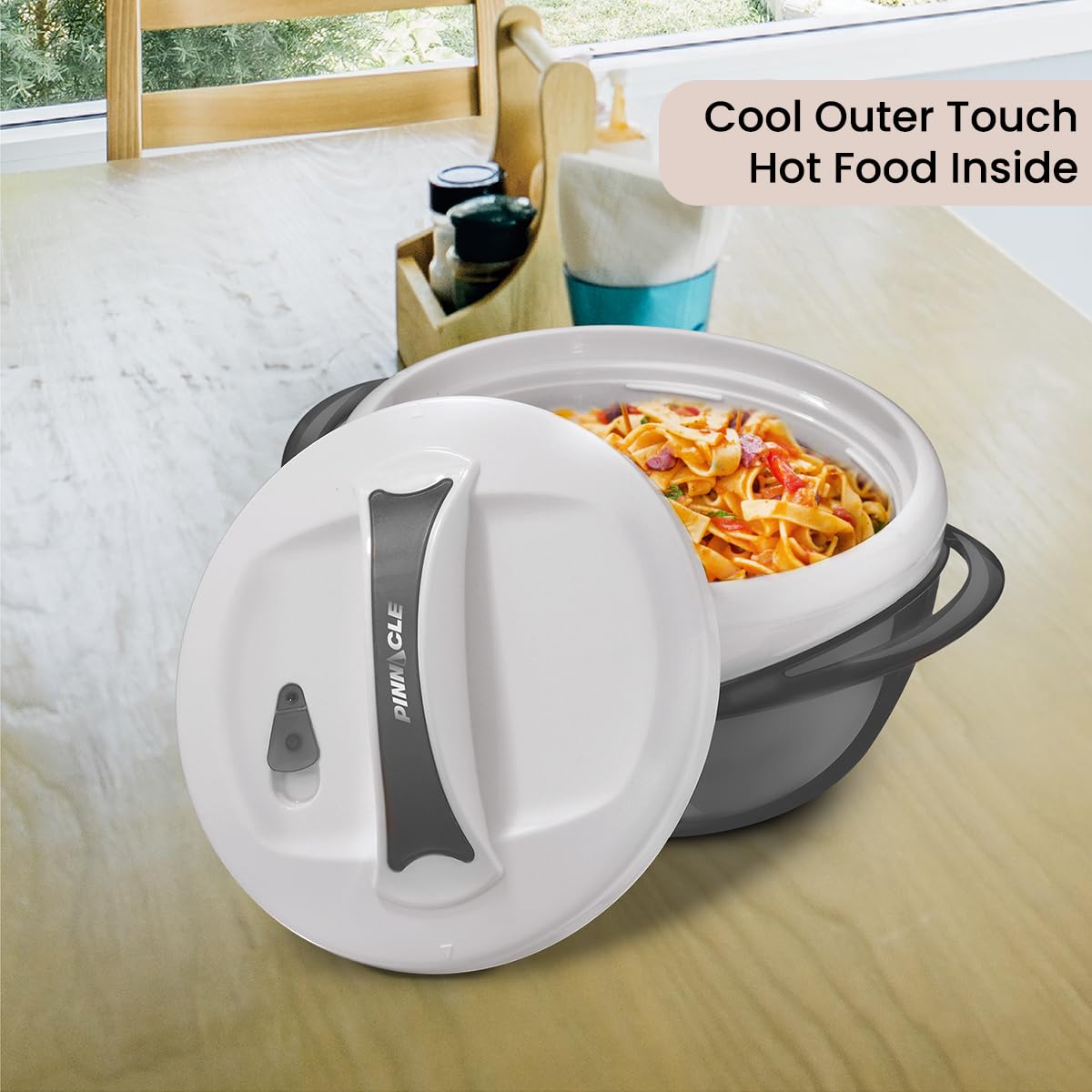 Pinnacle Große isolierte Auflaufform mit Deckel, 3,6 qt. Eleganter Hot Pot Speisenwärmer / Kühler - Thermo-Suppen-/Salat-Servierschale aus Edelstahl - Bestes Geschenkset für Mütter