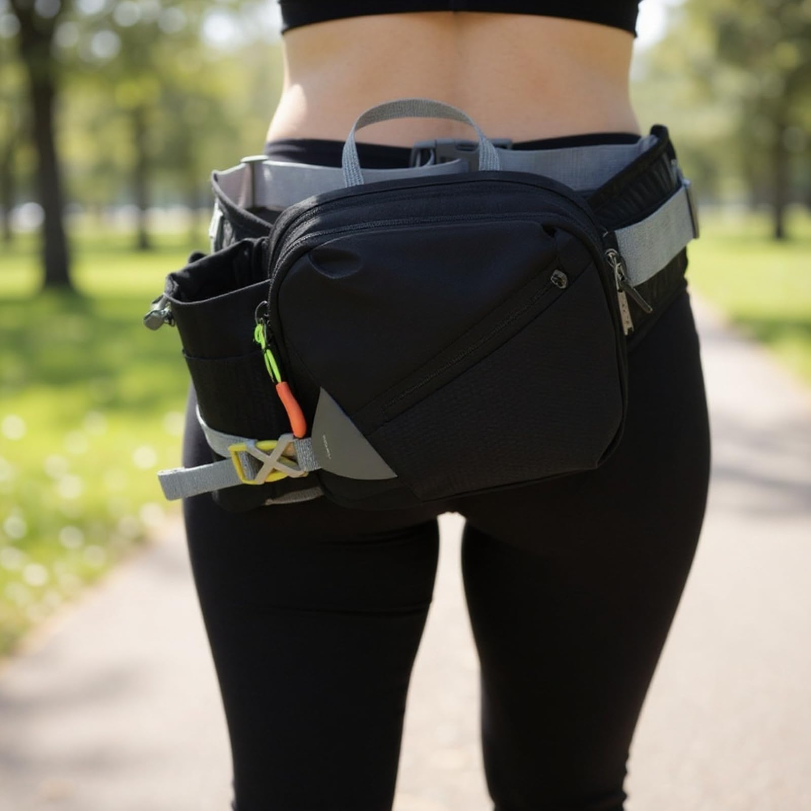 Hydration-Gürtel, Verstellbarer Outdoor-Sport-Hüftgürtel mit Flaschenhalter, Bauchtasche mit Mehreren Fächern für Wandern, Laufen, Spazierengehen, passend für Taillenumfang 31,5-55,1 in