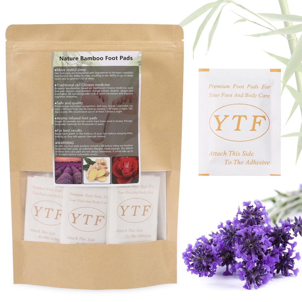 Premium Foot Pads Natural Lavender Bamboo(50PCS) Foot Spa Better Sleep Pain Relief Foot Odors Organic Deep Cleansing Foot Pads