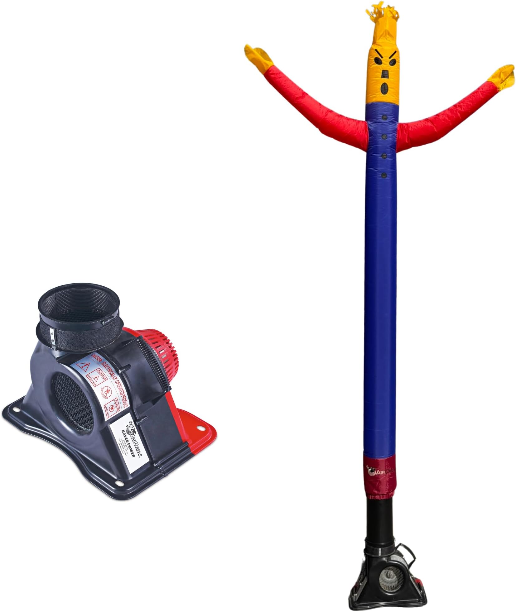 AirCrow® Scare Dancer® 8 ft Electric Inflatable Scarecrow (Raven Blower) Birds, Geese, Deer, Pigeons, and Racoon Deterrent. Keep pest Away from Your Garden. (Frown Face)