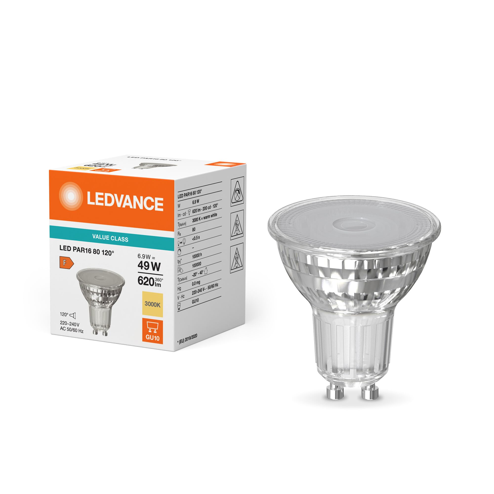 LEDVANCE LED Value PAR16 6.9W (80W eqv.) GU10 3000K 120 Degrees
