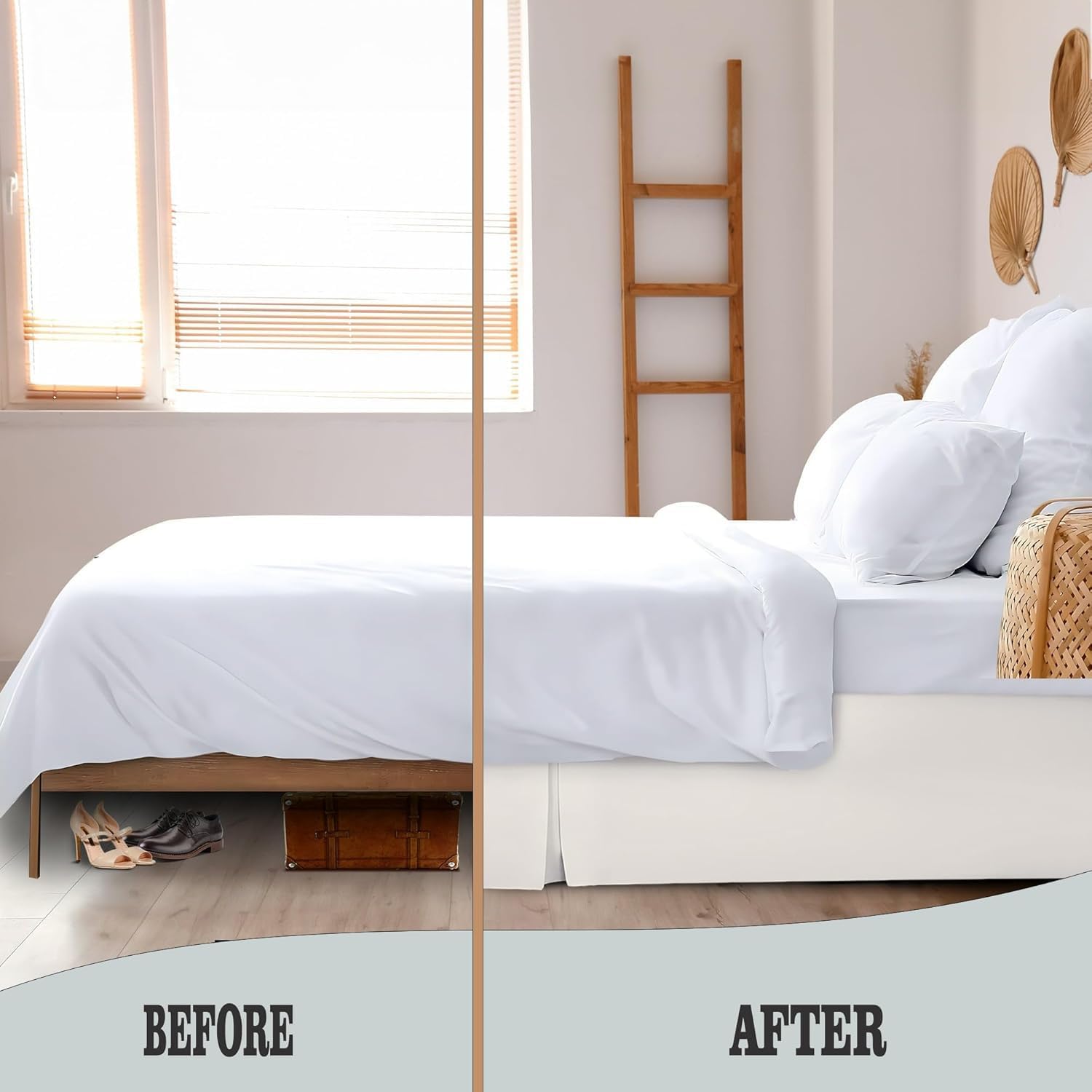 800 Thread Count Egyptian Cotton Bed Skirt King Size – Tailored Split Corner, 78x80 Inches 10" Drop Ivory Solid