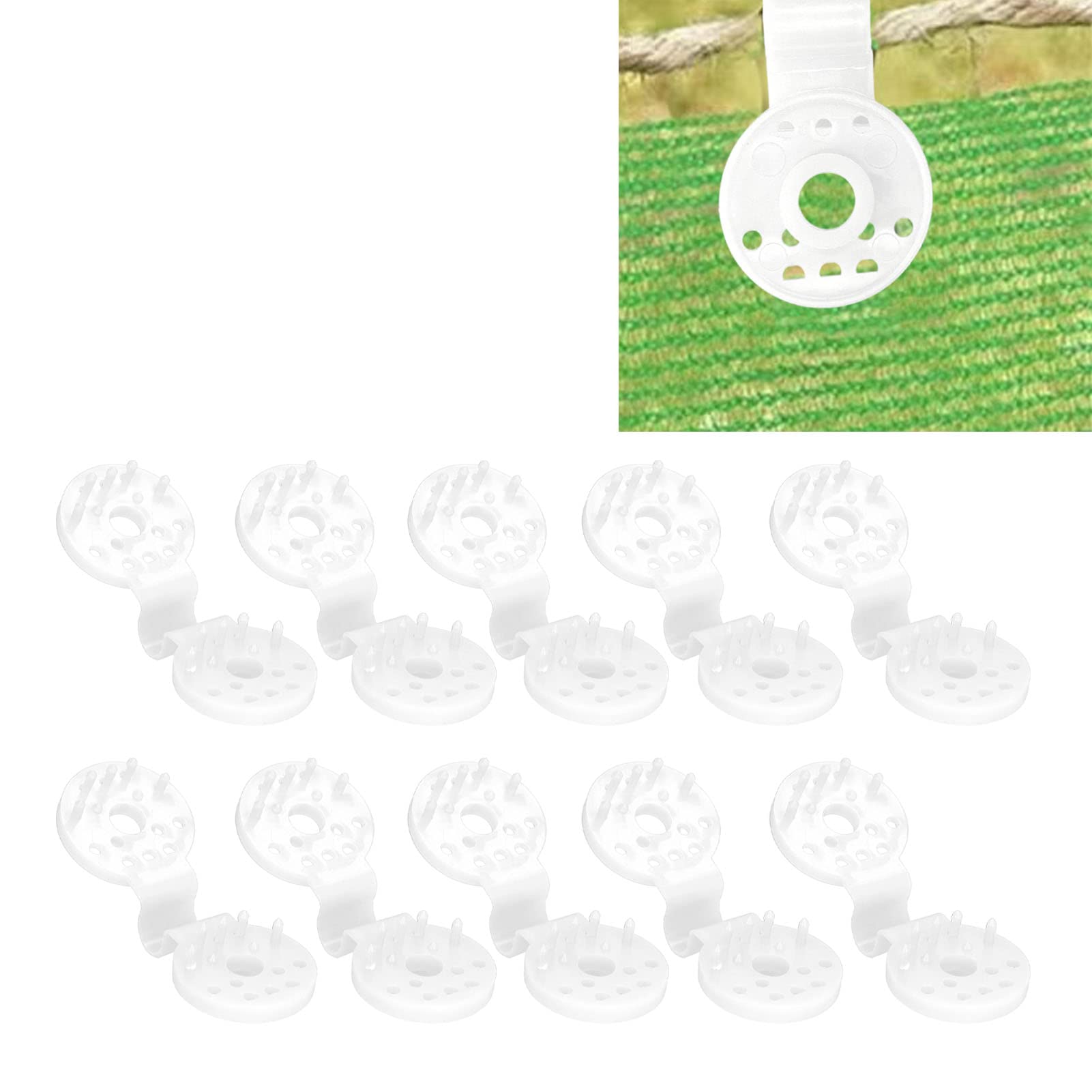 Tyenaza 100 Pièces Clips en Plastique pour Tissu D'Ombrage, Clips pour Tissu D'Ombrage Anti-Oiseaux, Clips De Bâche en Tissu De Clôture De Qualité Supérieure pour Filet (Blanc)