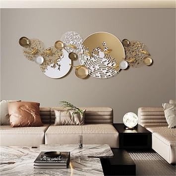 Modern Wall Art for Living Room, 3D Wall Decor for Office Bedroom, Geometric Abstract Wall Art, Metal 3D Home Wall Decor, Wall Mount Dining Room Wall DecorGold