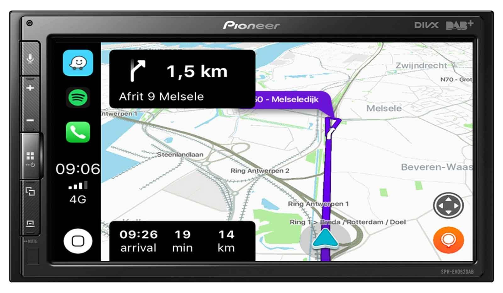 Pioneer SPH-EVO62DAB Mediacenter per Renault Clio IV – Touchscreen da 6,8 pollici, 1,5A Quick-Charging USB, Apple CarPlay, Android Auto, radio digitale DAB/DAB+, Bluetooth, equalizzatore a 13 bande