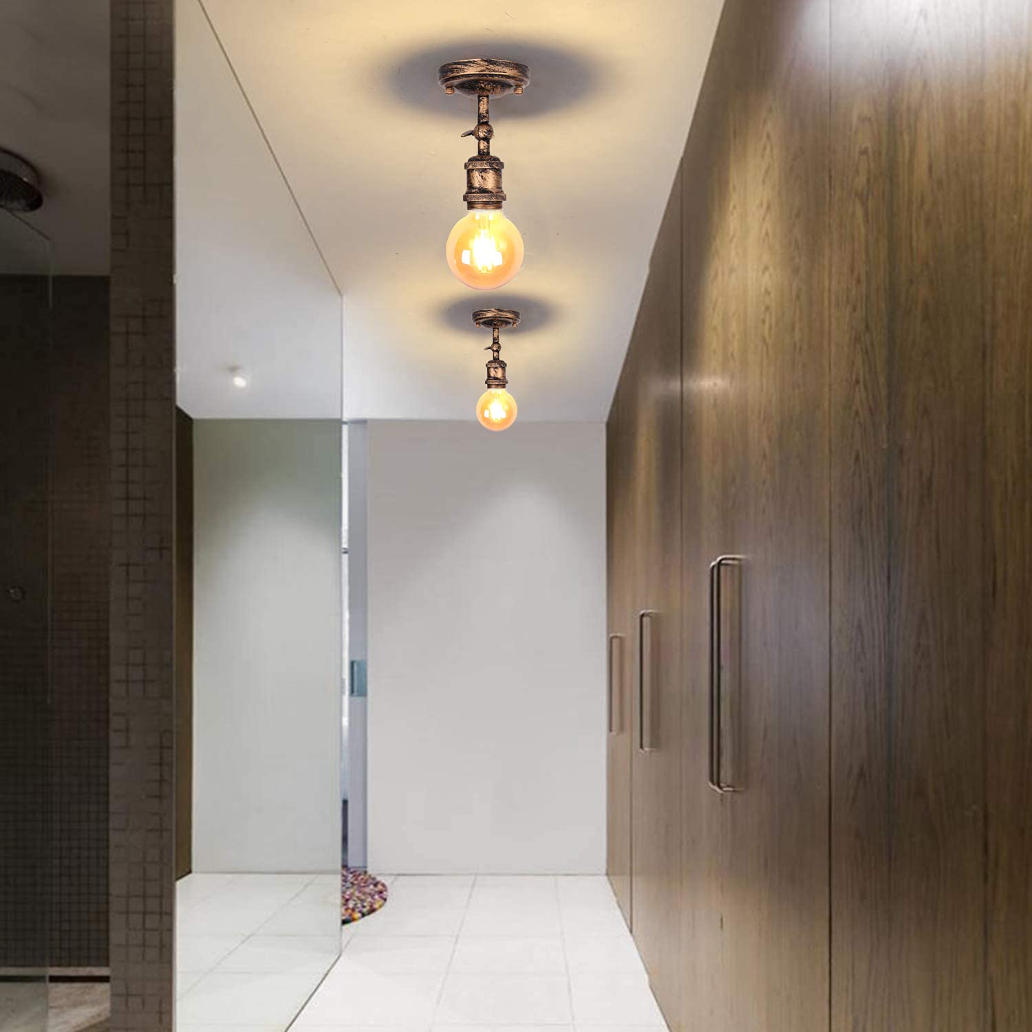 Plafoniera Industriale Retrò In Alluminio Nero | Faretto Vintage E27 Per Soffitto O Parete | Lampada Per Soggiorno E Camera
