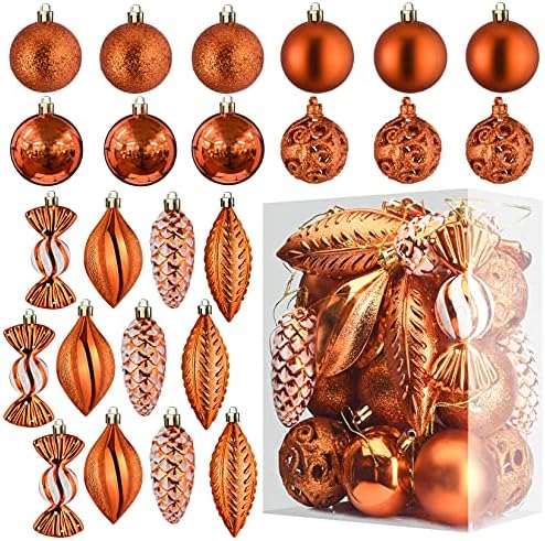 Green Christmas Ball Ornaments for Christmas Decoration Baubles - 24 Pieces Xmas Tree Shatterproof Ornaments with Hanging Loop for Holiday and Party Decoration (Combo of 8 Ball and Shaped Styles)