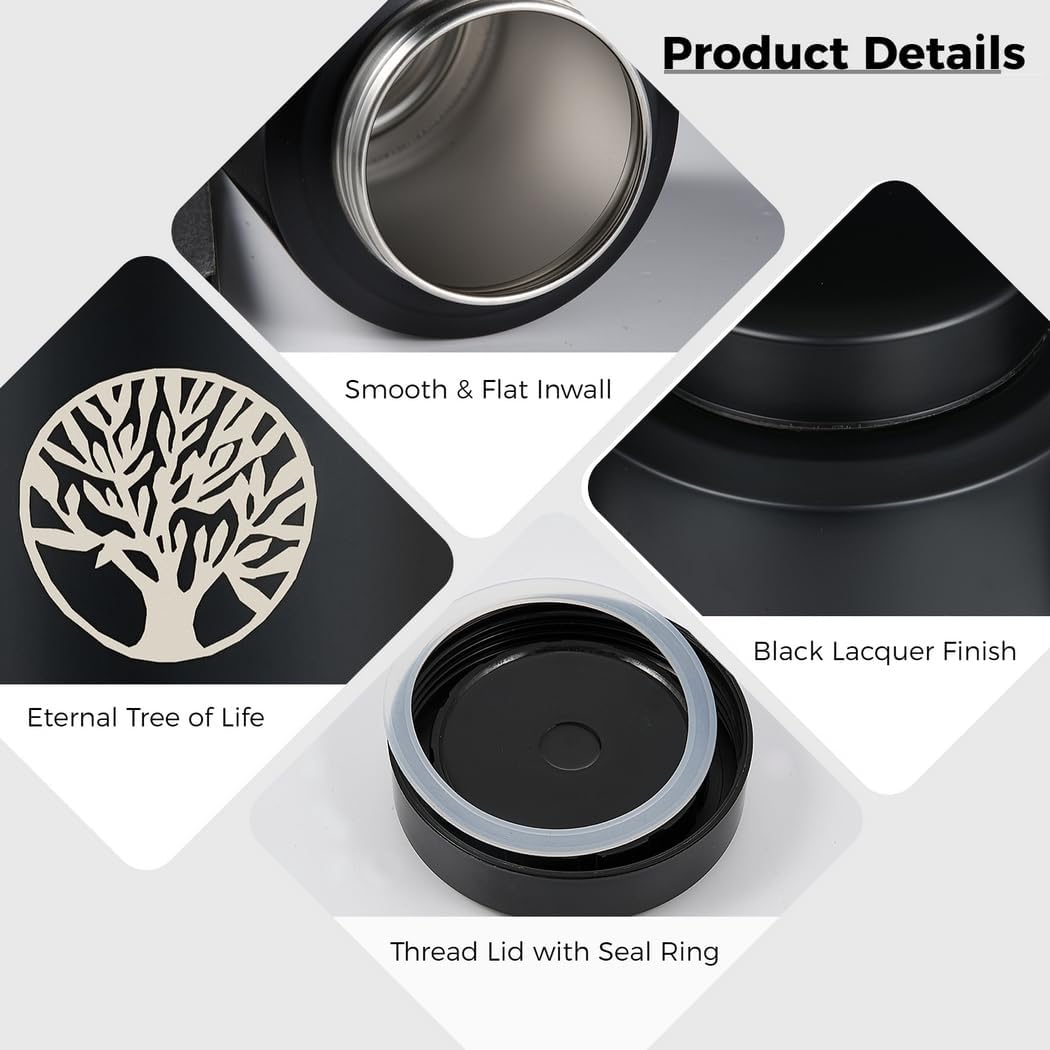 Product Title : 5.1 X 7.5 Inch Cremation Urn, Stainless Steel Funeral Urn for Human and Pet Ashes with Threaded Lid, Black,