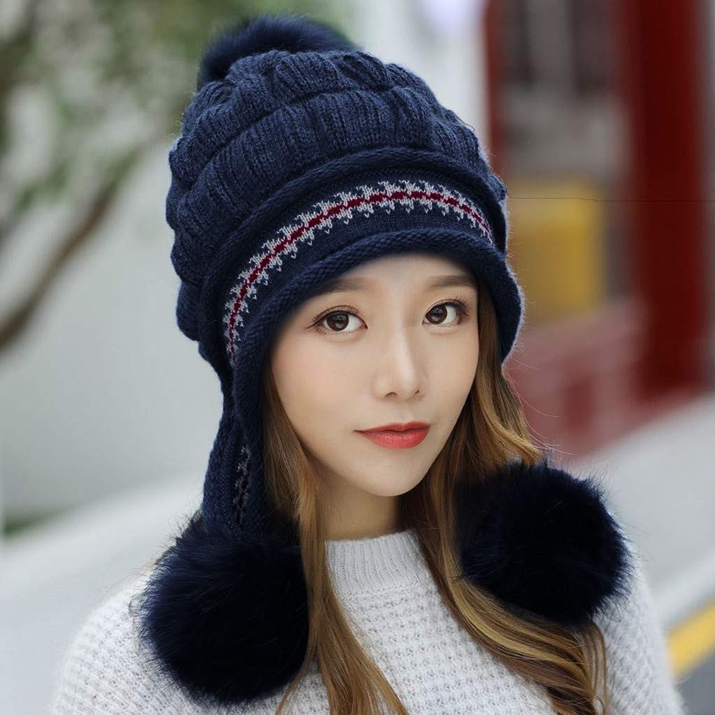 AUNEVN Winter Warm Cap Niet-Geweven Stof Capuchon Voor Volwassenen Winter Gebreide Muts Voor Winter Voor Dames En Muts Heren Winter/Blue/One Size