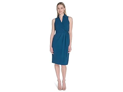 Calvin Klein Aerowash Collared Elastic Waist Self Tie Midi Women