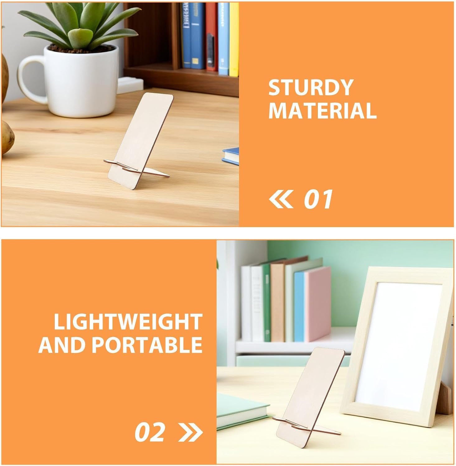 25pcs Creative Unfinished Wood Phone Stand for Desk, Portable image 3