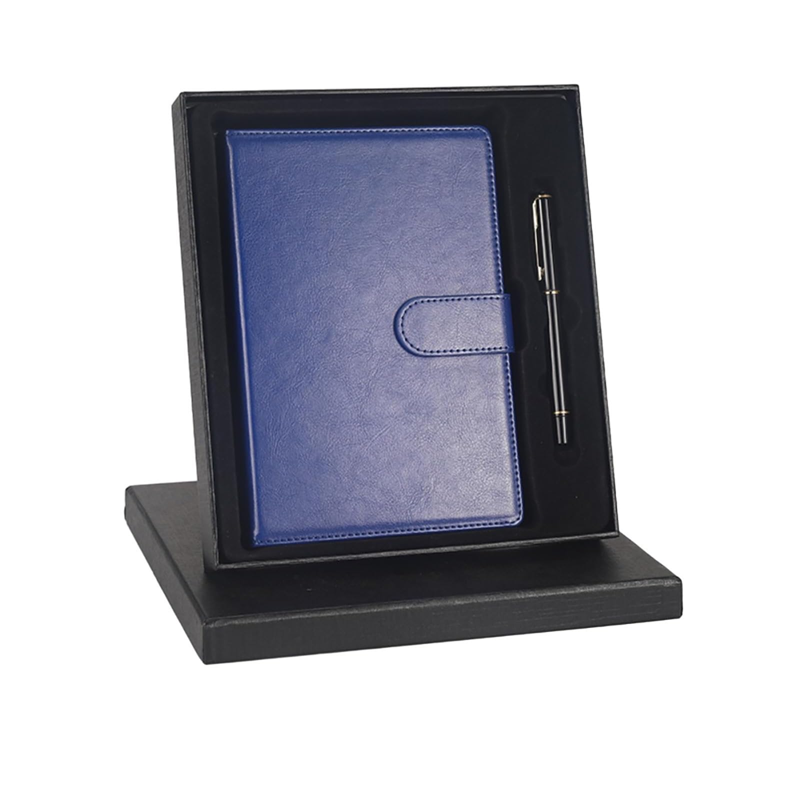 Bloc de notas A5 de piel sintética para reuniones de oficina, cuaderno de registro de personalidad, caja azul B5