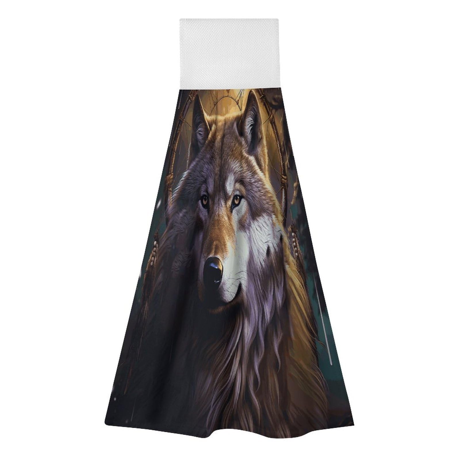 LZQPOEAS Wolves and Dream Catchers Hand Towel Reusable Polyester Towel Quick Dry Microfiber Washcloths, Reusable Lint Free Cleaning Towels for Bathroom Kitchen Hotel Spa Home Daily Use