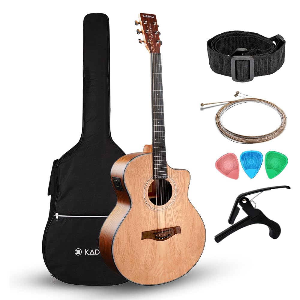 Kadence Electric Acoustic Guitar A06EQN (Ash Wood) - Semi Acoustic Guitar with Pickup, Inbuilt Tuner, Capo, Strings, Picks, Strap, Cable and Padded bag - Electro Guitars for Beginners & Professionals-picture-35
