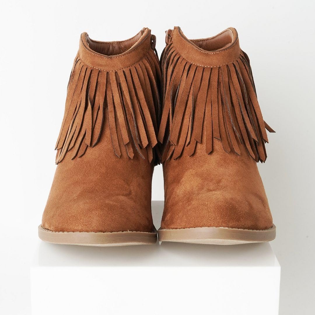 J. Adams Marrow Ankle Boot - Western Fringe Cowboy Low Heel Bootie - Picture 30 of 36