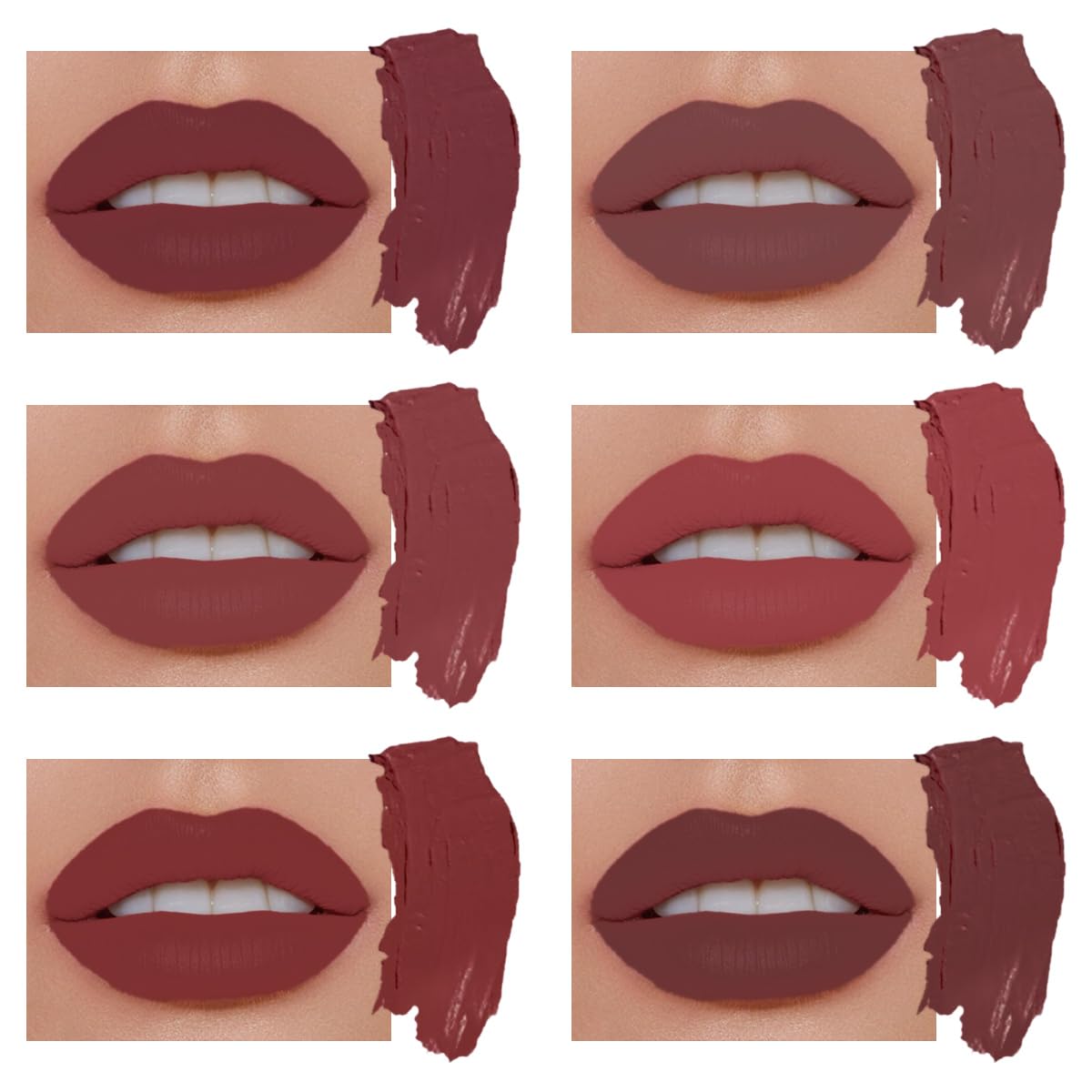 Katiluxiya 6Pcs Red Velvet Matte Lipstick Set, High Pigmented Long-Lasting Waterproof Lip Stick Lip,Moisturizing balms, Sheer tint, Shine & Glowy Finish,Stain Makeup Gift Sets. (03, Color)