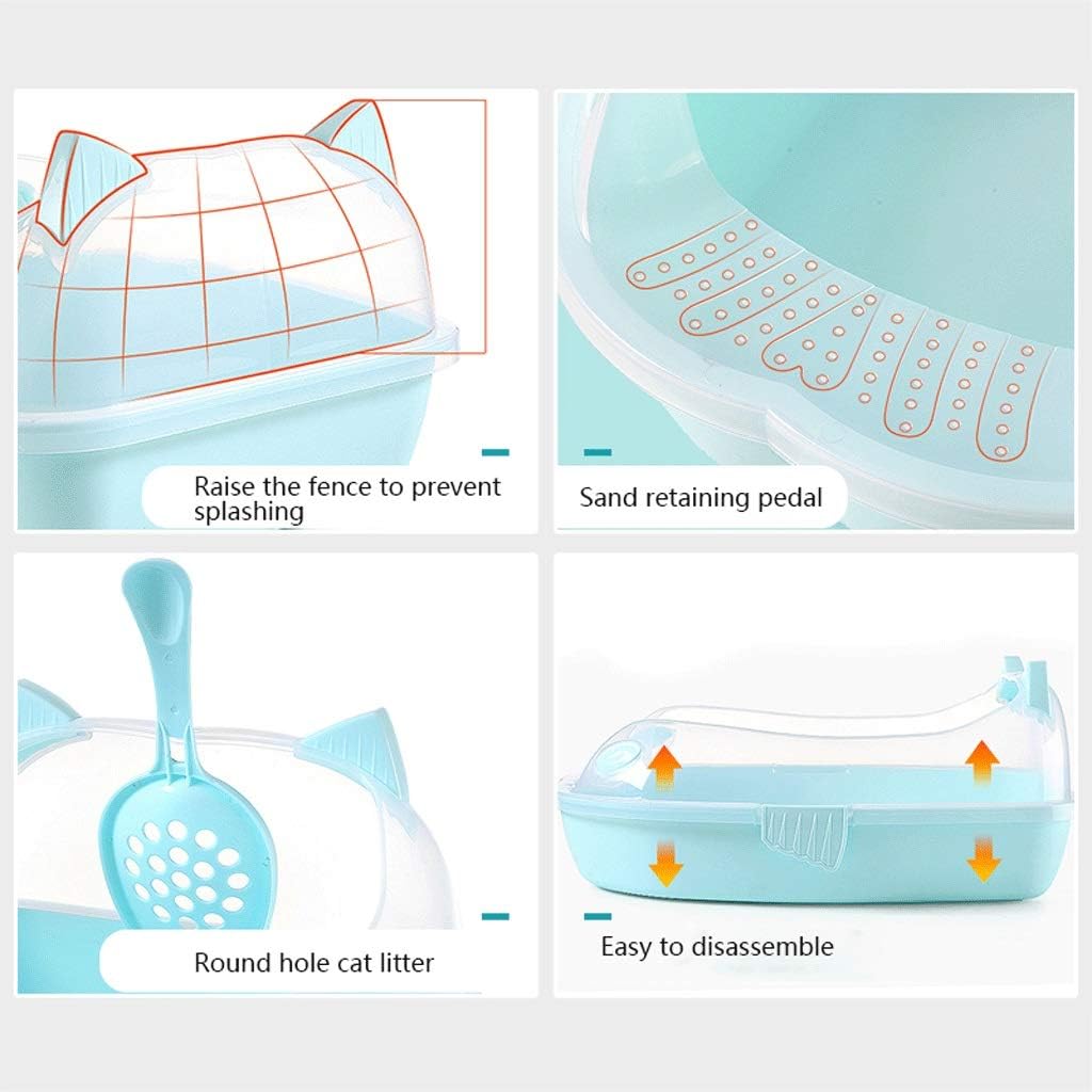 Open Top Large Cats Litter Box with Shield and Scoop Detachable Heightened Trash Can (Brown) (Color : Pink) (Green)