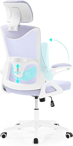 Miniatura 7 de Fizzin Silla de oficina ergonómica, silla de escritorio ergonómica con reposacabezas de malla para computadora con respaldo alto, soporte lumbar
