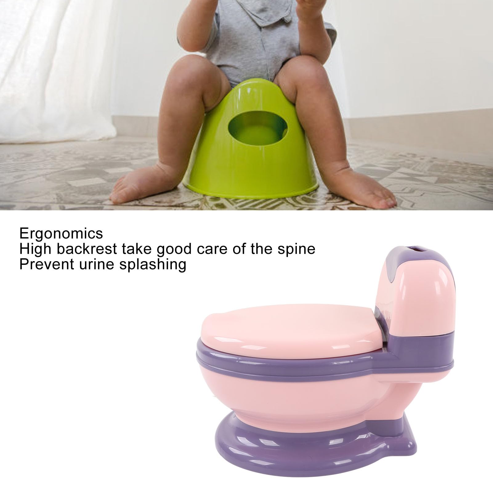 Toilette per Vasino, Toilette per Bambini Lavabile e Staccabile, Design Ergonomico di Grandi Dimensioni con Spazzola per la Casa (Viola rosato)