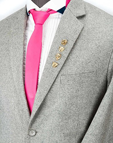 Knighthood Men's Set of Lion and Jaguar Lapel Pin Gold
