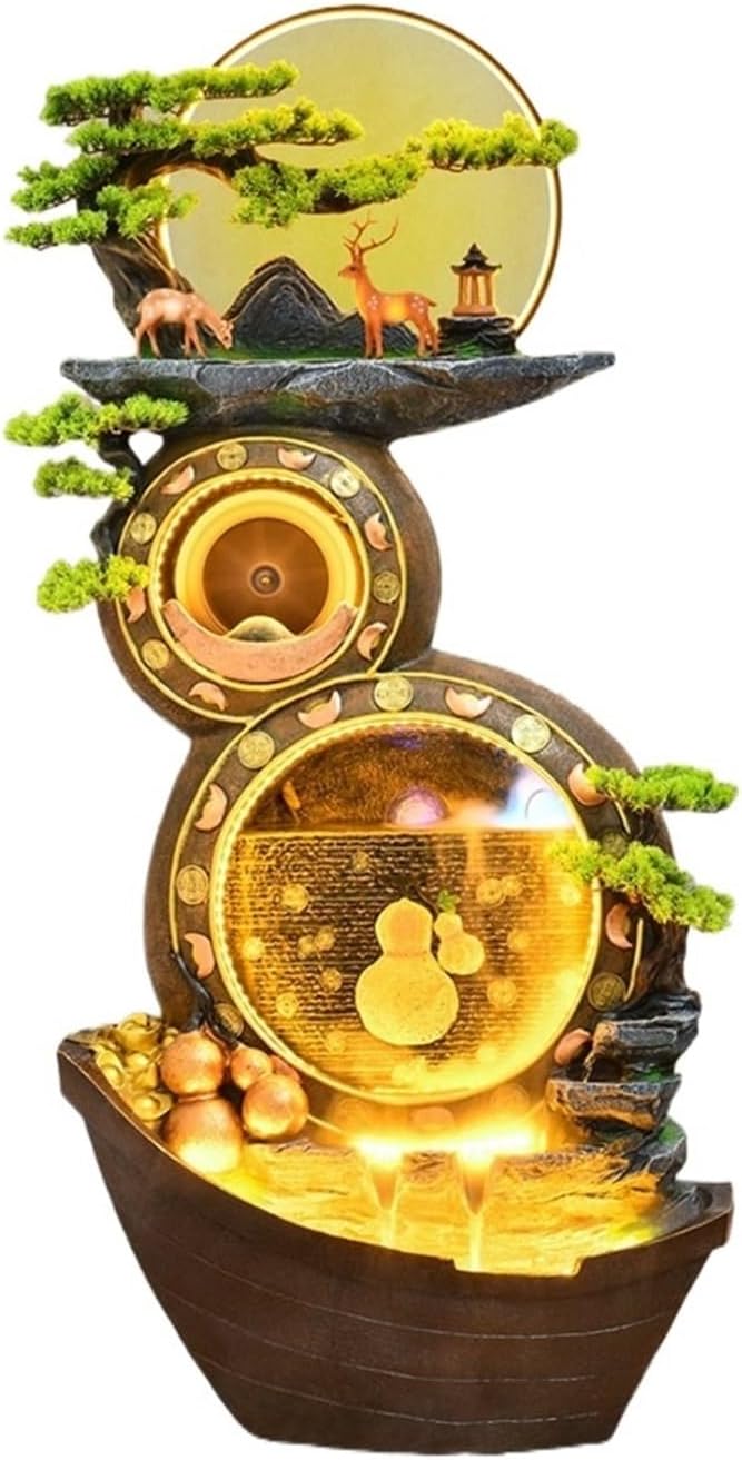 Tabletop Fountain Living Room Gourd Water Circulation Floor Rockery, Office Chinese Fountain, Outdoor Decoration Tabletop Water Fountain (Color : 4)