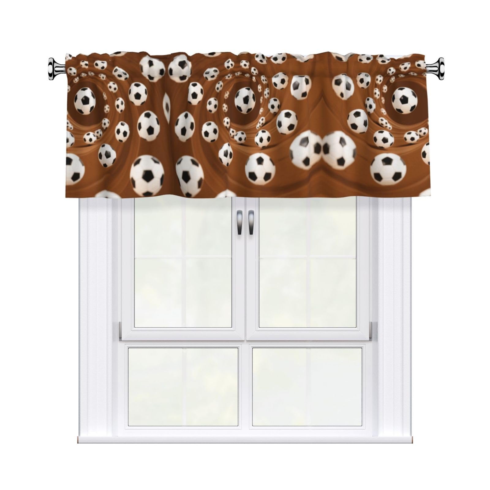 LMNGH Footballs Curtain Valance for Windows,Kitchen Window Curtains Blackout Drapes Window Treatments Decorative Rod Pocket Short Curtain for Living Room Bedroom,54" W x 18" L