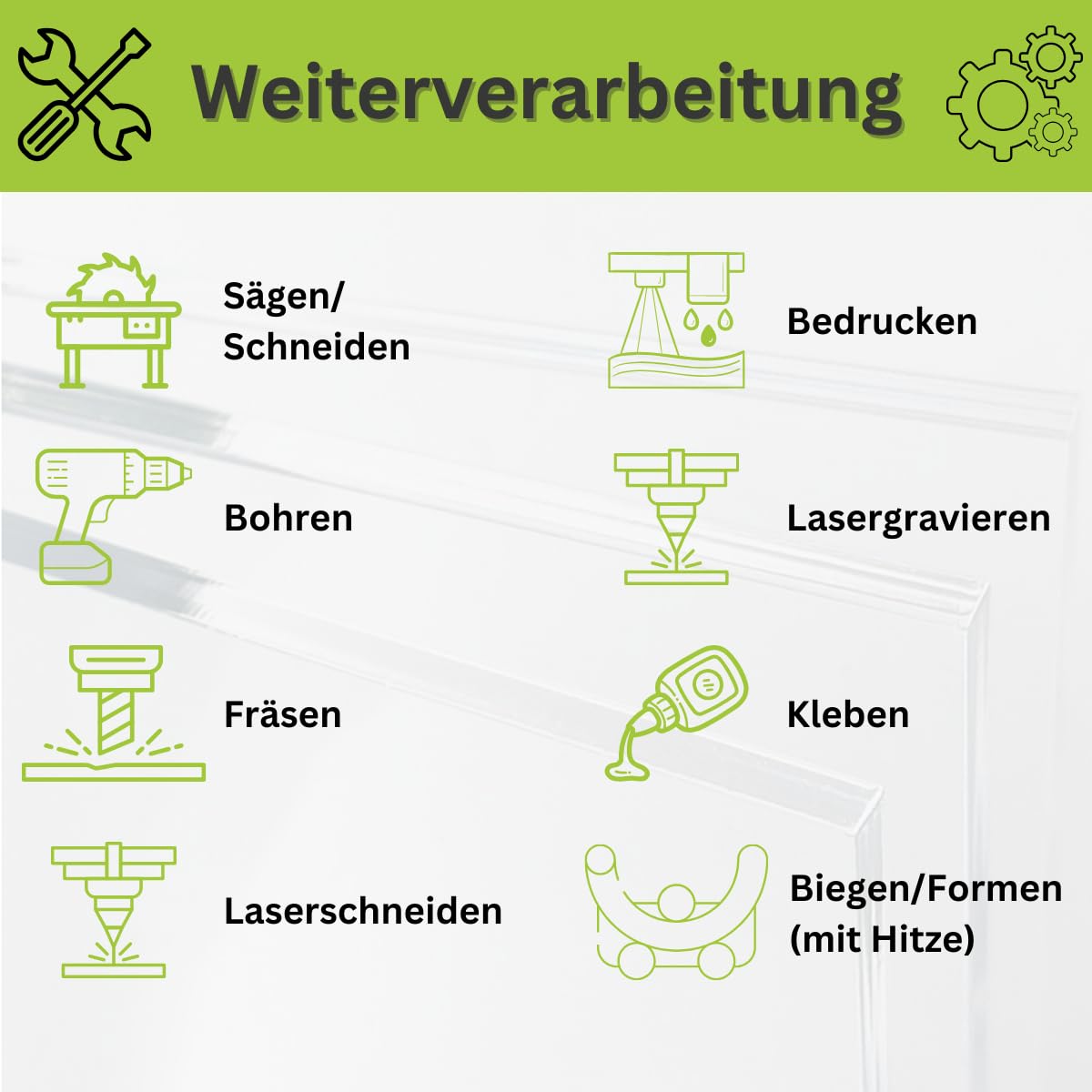 Acryglas Platte Weiß Zuschnitt nach Maß - Materialstärke und Größe wählbar PMMA, hochwertige GS Qualität (1100 x 1000 mm, Materialstärke: 5 mm)