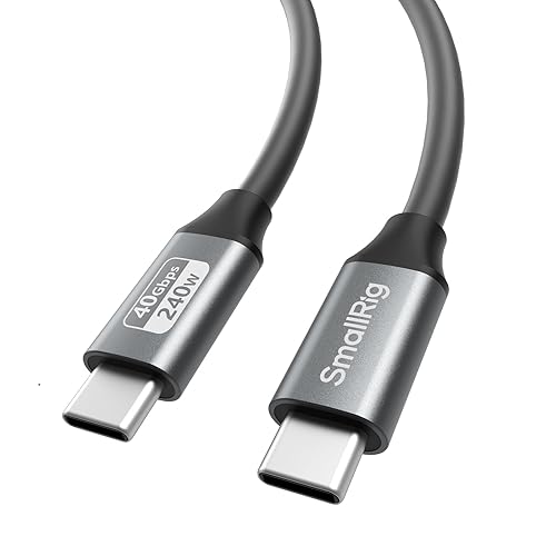 SMALLRIG USB4 40Gbps USB-C Cable, 240W Fast Charging & 8K@60Hz Video & 40Gbps Data Transfer, 35cm/13.8in Straight to Angled Connectors with Cable Tie, for MacBook for iPad Pro for iPhone - 5075