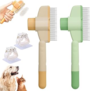 Pack of 2 Fellblitz Cat Brush with Release Button, Self-Cleaning Flea Comb for Pets, Grooming Brush for Pets, Fur Flash Brush for Dogs Cats product image