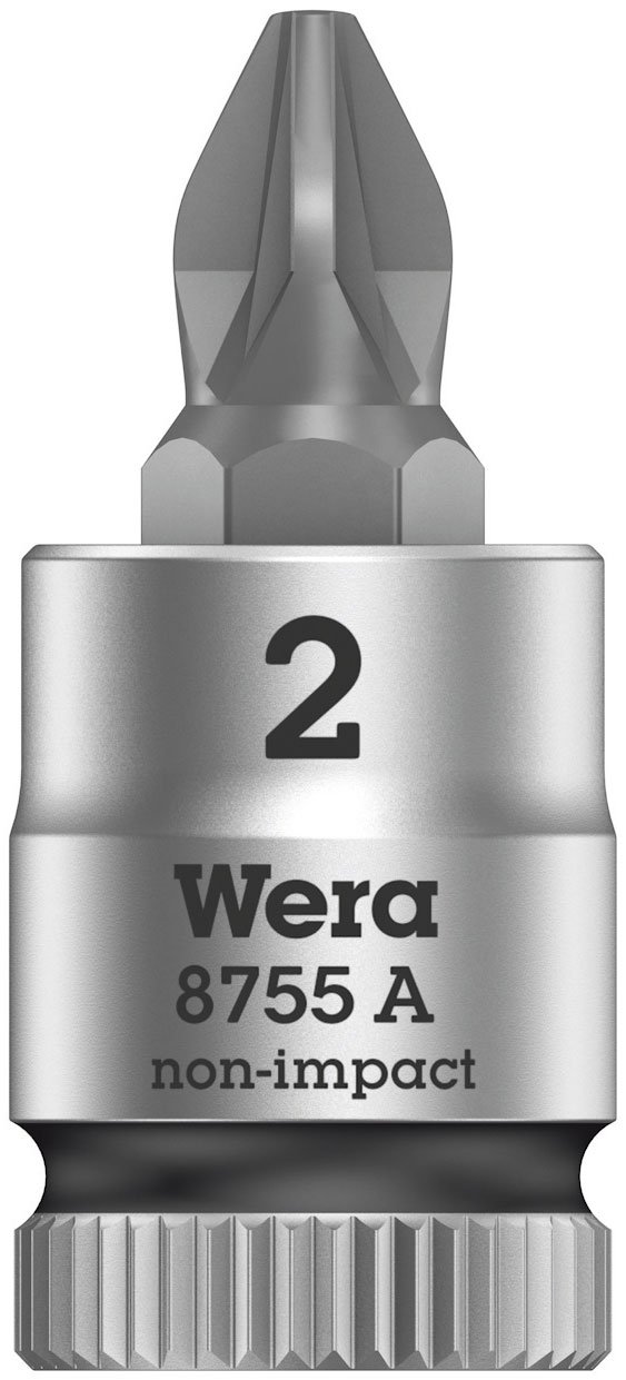 Wera 8755 A Pozidriv Zyklop Bit Socket 1/4"" PZ 2 x 28mm